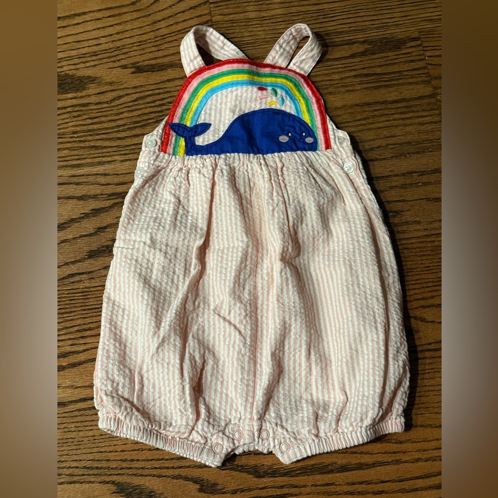 Mini Boden Rainbow Whale Bodysuit - Pink and Blue